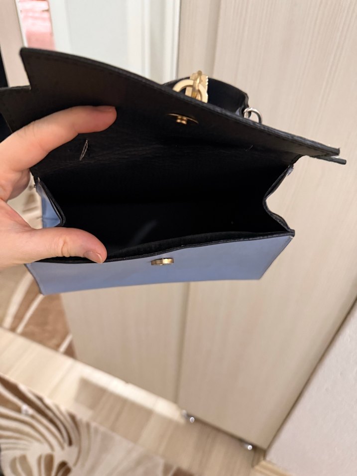 Mavi Deri Kadın Çanta - Görsel 3