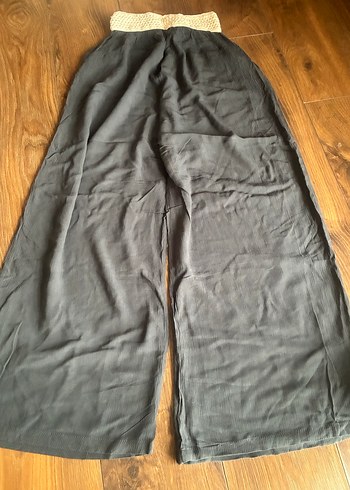 Bohem Gri Bej Keten Bol Kesim Pantolon - Görsel 3