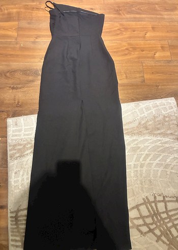 Siyah Uzun Drapeli Kadın Elbise - Görsel 4