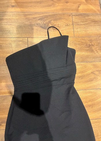 Siyah Uzun Drapeli Kadın Elbise - Görsel 2