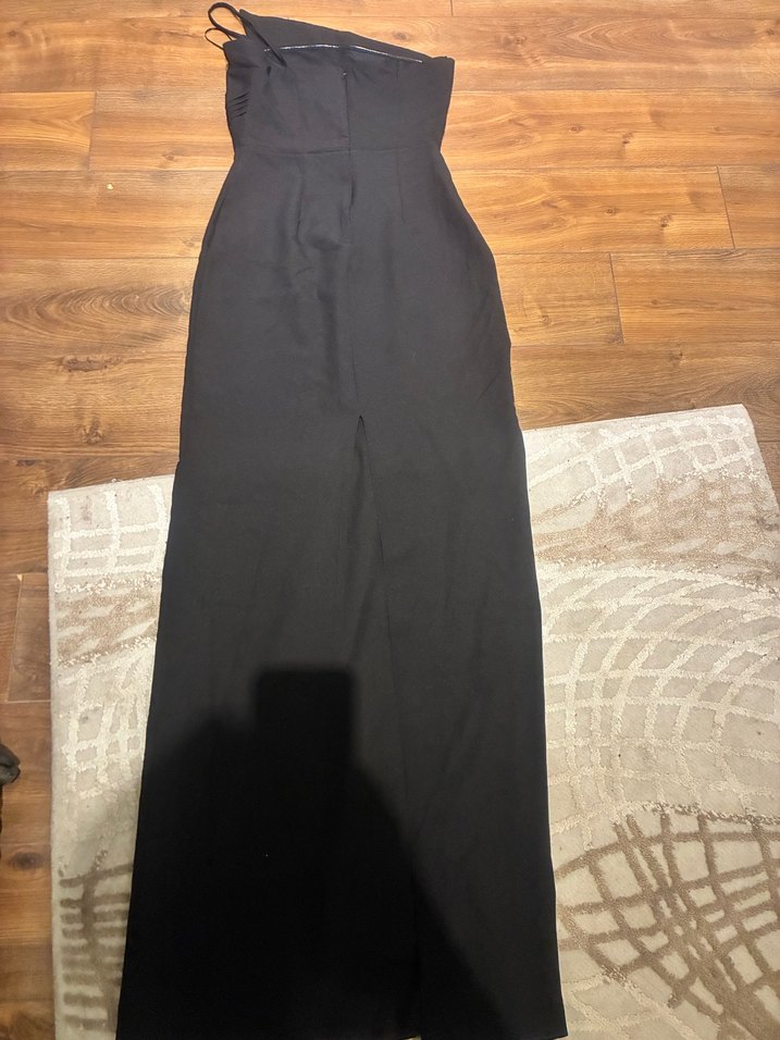 Siyah Uzun Drapeli Kadın Elbise - Görsel 4