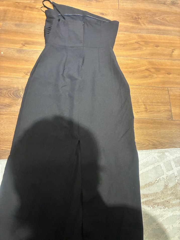 Siyah Uzun Drapeli Kadın Elbise - Görsel 5