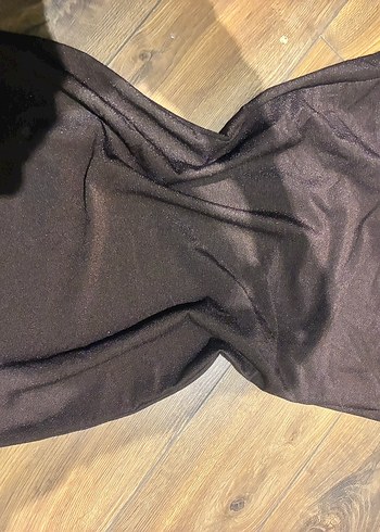 Drapeli Kahverengi Midi Abiye Elbise - Görsel 4