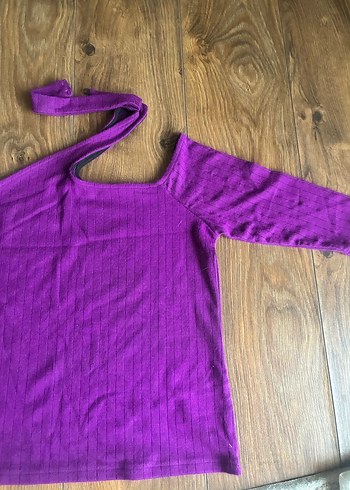 Kadın Mor Boğazlı Triko Bluz - Görsel 2