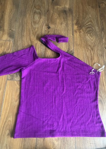 Kadın Mor Boğazlı Triko Bluz - Görsel 4