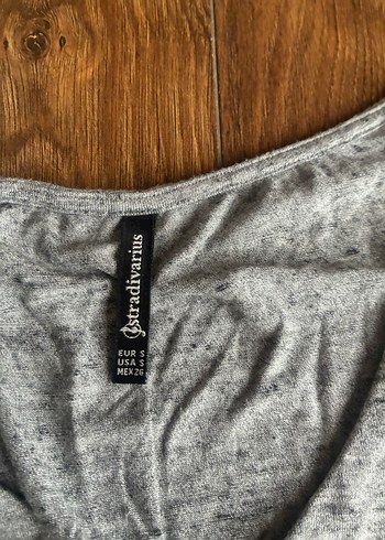 Gri kuşgözü Detaylı Salaş Kadın Keten Tişört - Görsel 3