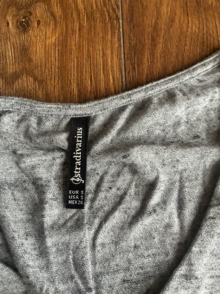 Gri kuşgözü Detaylı Salaş Kadın Keten Tişört - Görsel 3