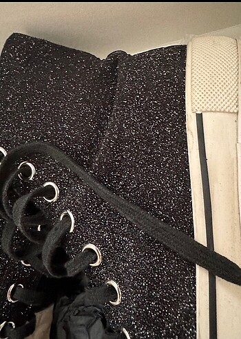 39 Beden siyah Renk ALEXANDER MCQUEEN Black Glitter Tread Slick Sneakers