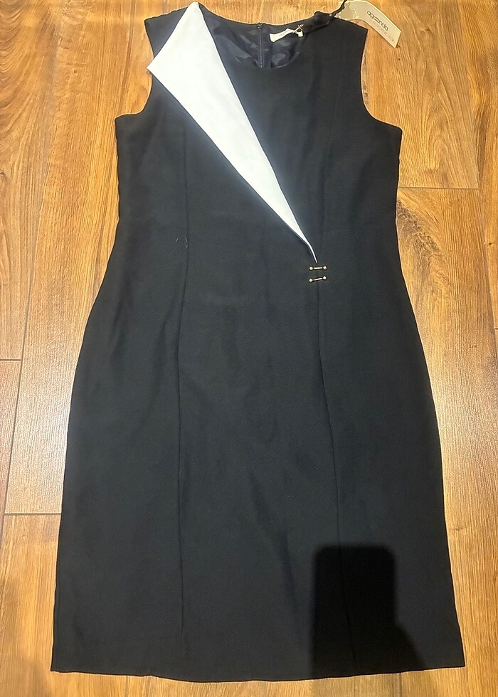 AGENDA SİYAH YAKA DETAYLI ELBİSE - Görsel 2