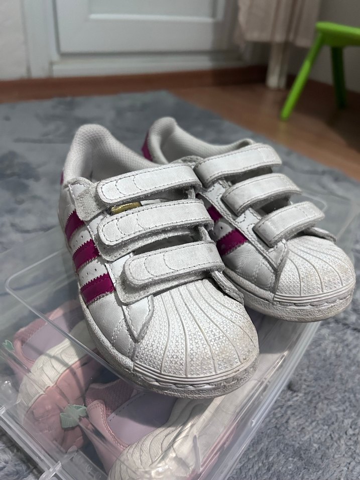 Kız Çocuk Beyaz-Pembe Cırtlı Spor Ayakkabı - Görsel 2