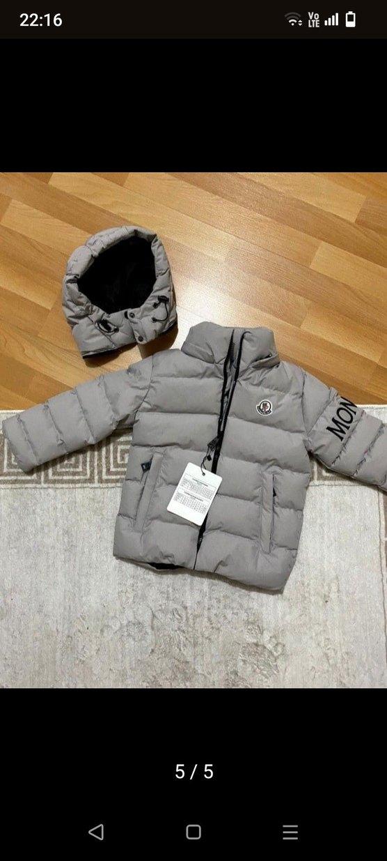 Gri Erkek Çocuk Mont Kapüşonlu - Görsel 3