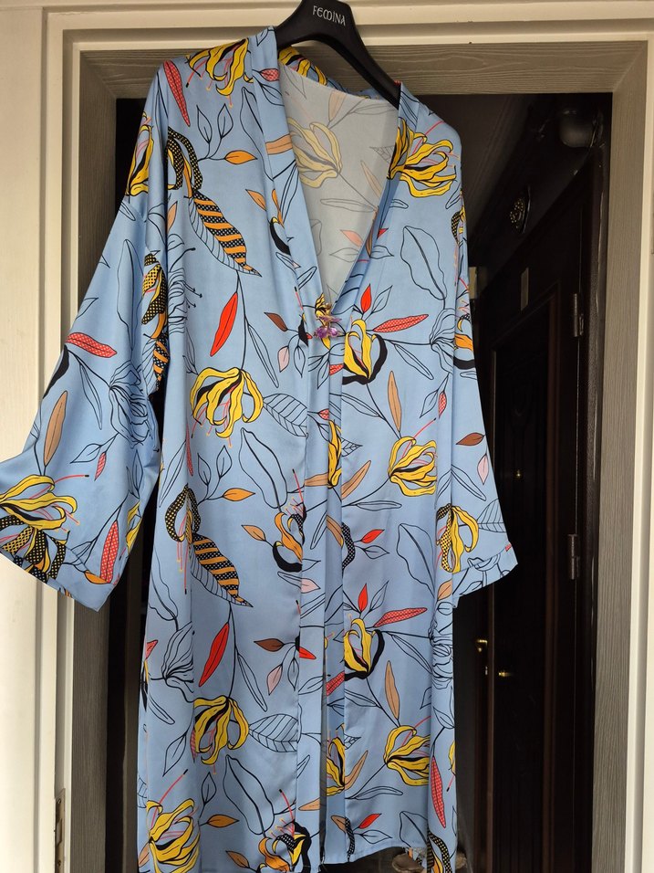 Bohem Uzun Kollu Desenli Kadın Sabahlık - Görsel 2