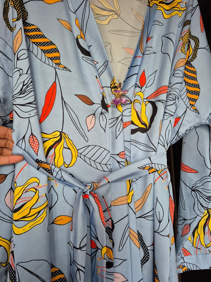 Bohem Uzun Kollu Desenli Kadın Sabahlık - Görsel 4