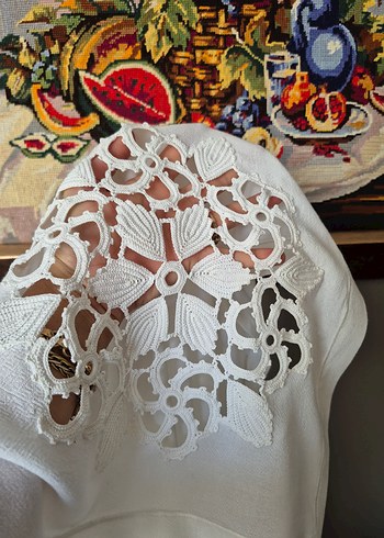 Beyaz Nakışlı Bohem Masa Örtüsü - Görsel 2