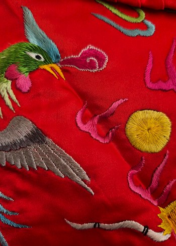 Nakışlı Kırmızı Yuvarlak Yastık Kılıfı - Görsel 14