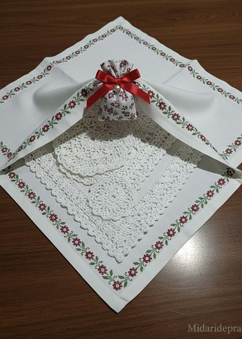 kanavice  Beyaz Masa Örtüsü - Görsel 9