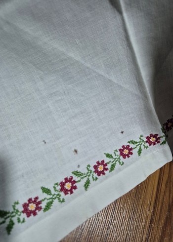 kanavice  Beyaz Masa Örtüsü - Görsel 6