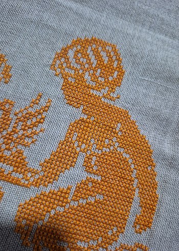 Bohem Tarzı Turuncu Nakışlı El İşçiliği - Görsel 4