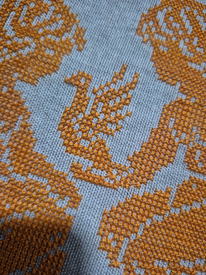 Bohem Tarzı Turuncu Nakışlı El İşçiliği - Görsel 5