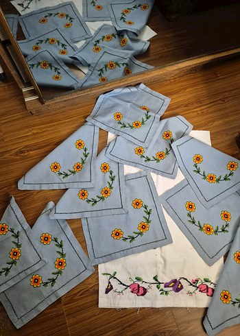 Nakışlı Bohem Gri Çok Renkli peceteler - Görsel 3