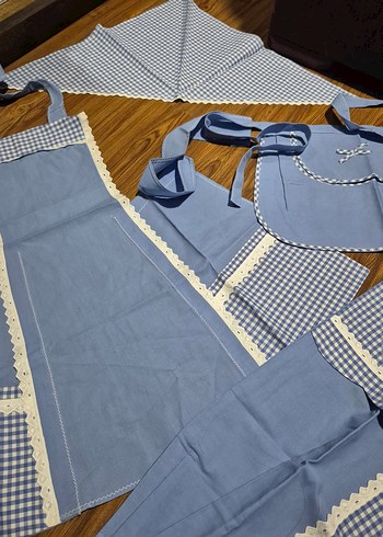 Açık Mavi Mutfak Önlüğü Seti - Görsel 3