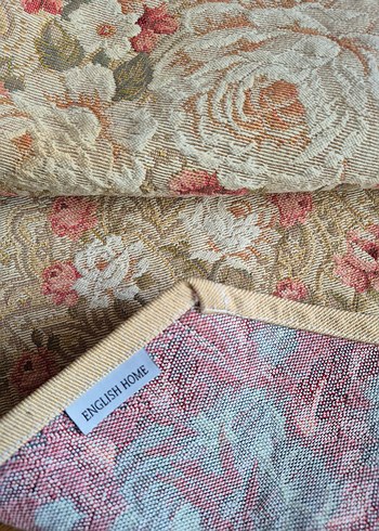 Bej Gri Çiçek Desenli Masa Örtüsü/runner - Görsel 3