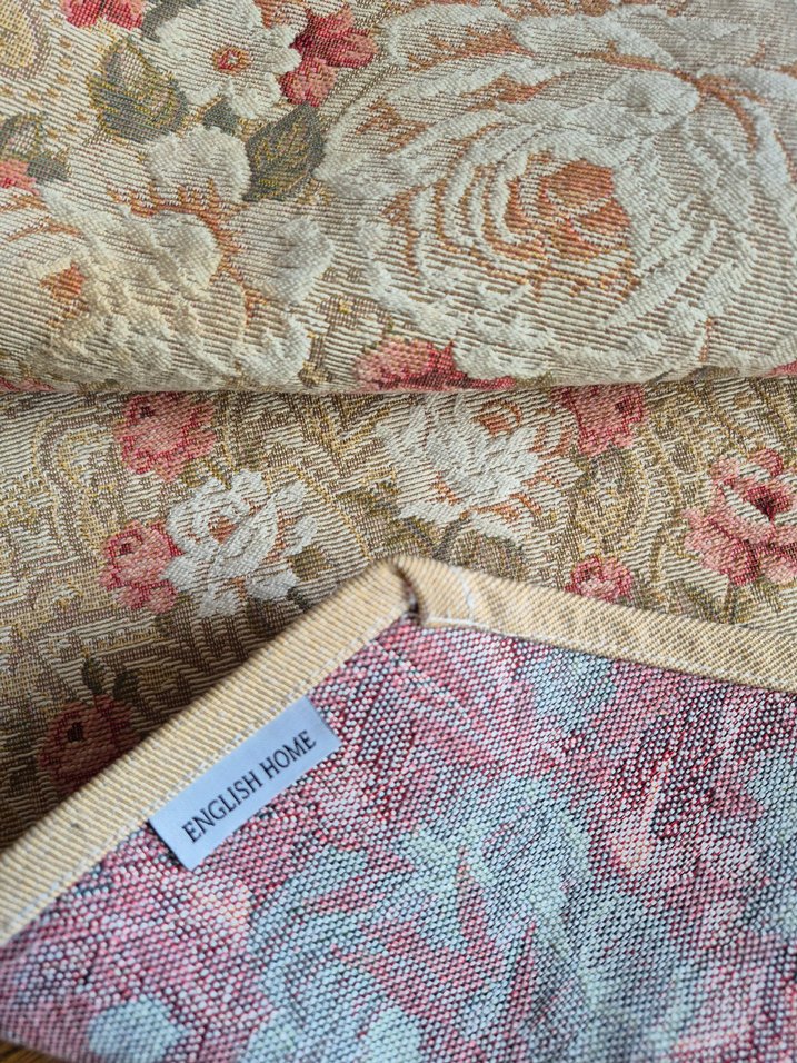 Bej Gri Çiçek Desenli Masa Örtüsü/runner - Görsel 3