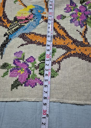 Renkli Kuş ve Çiçek Nakışlı Bohem Duvar Süsü - Görsel 3