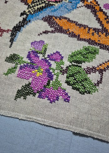 Renkli Kuş ve Çiçek Nakışlı Bohem Duvar Süsü - Görsel 8