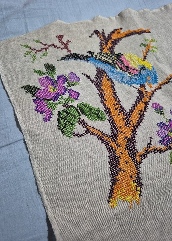 Renkli Kuş ve Çiçek Nakışlı Bohem Duvar Süsü - Görsel 4