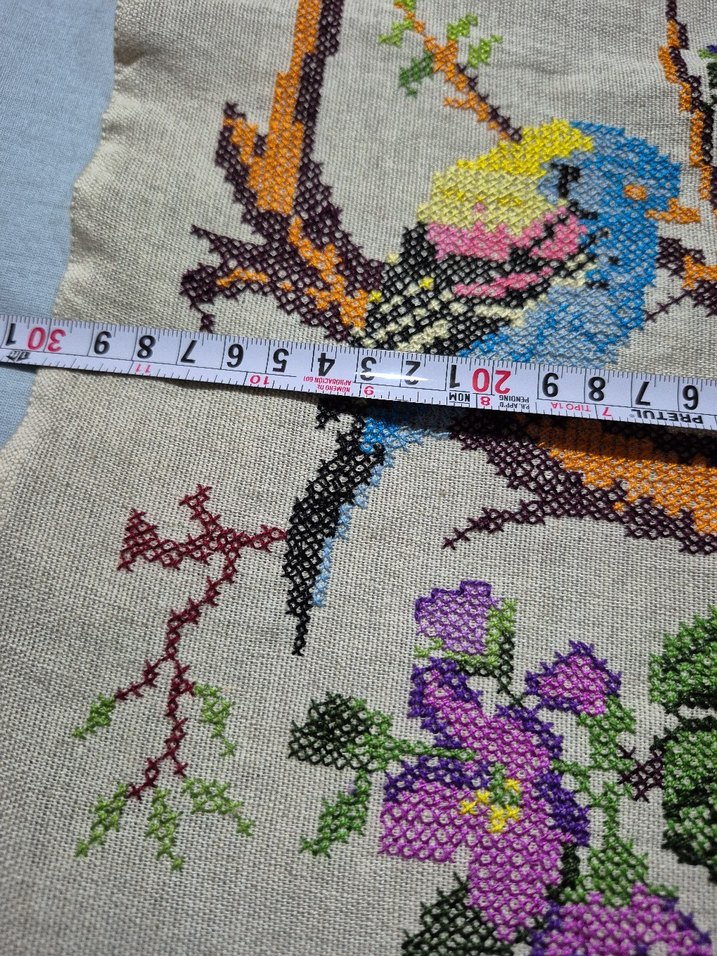 Renkli Kuş ve Çiçek Nakışlı Bohem Duvar Süsü - Görsel 2