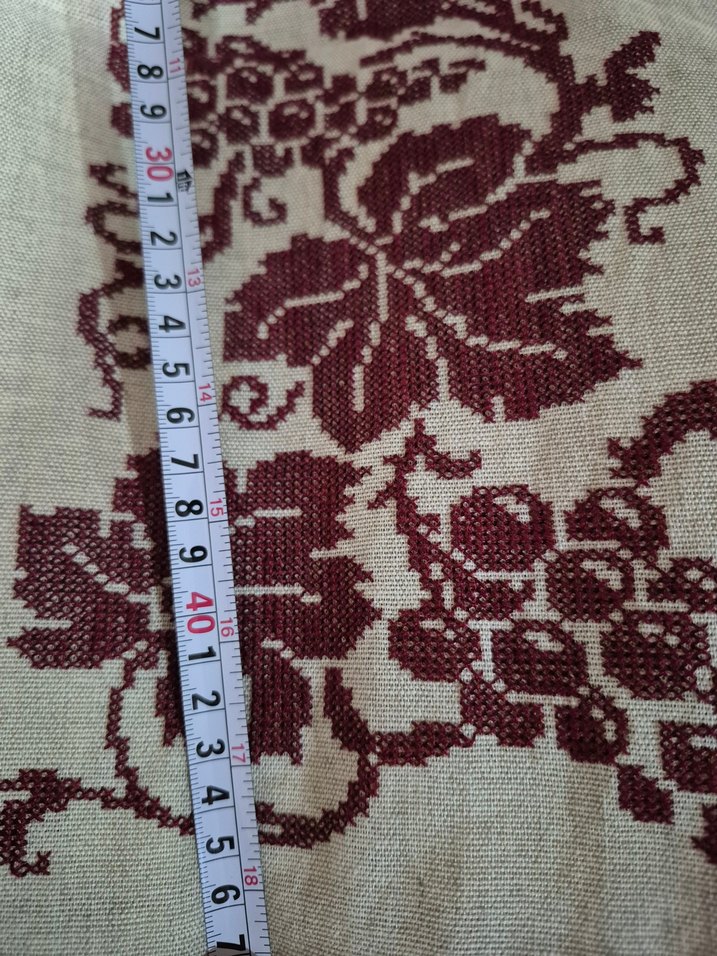 Klasik Üzüm Desenli Nakışlı Keten Kumaş - Görsel 3