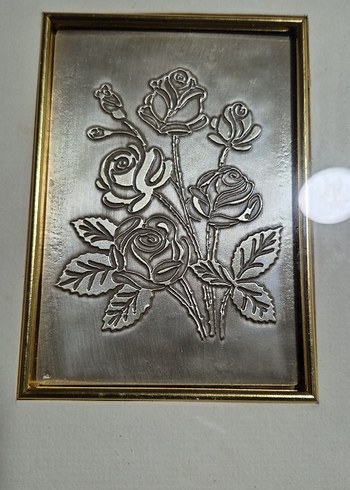 Bordo Çerçeveli Gri Çiçek Desenli Tablo - Görsel 4