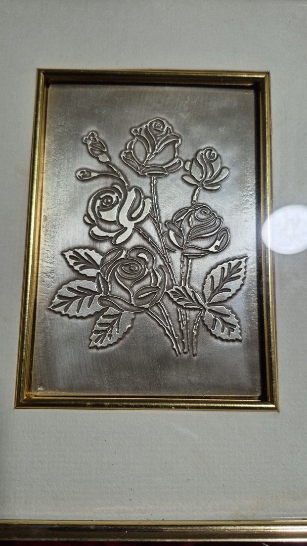 Bordo Çerçeveli Gri Çiçek Desenli Tablo - Görsel 4