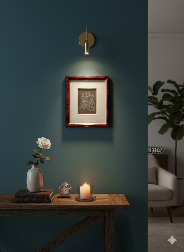 Bordo Çerçeveli Gri Çiçek Desenli Tablo - Görsel 5