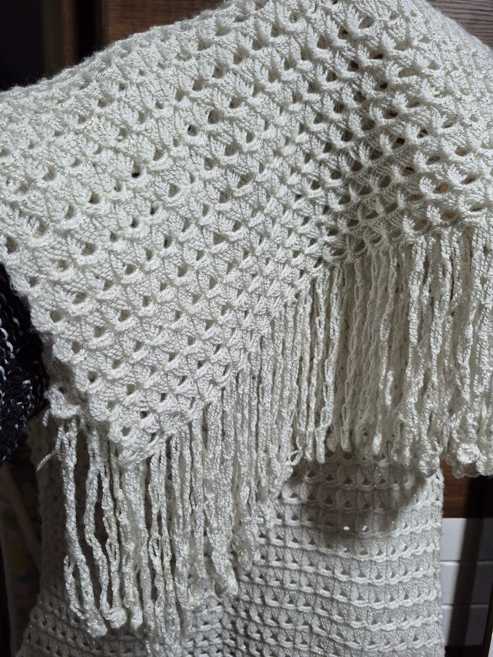 Gri Örgü Bohem Kadın Şal - Görsel 2