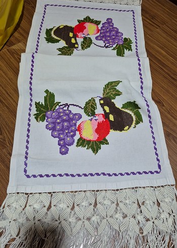 Meyve Desenli Nakışlı Dantelli buzdolabı örtüsü