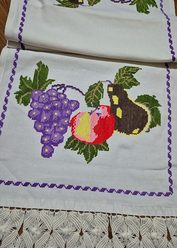 Meyve Desenli Nakışlı Dantelli buzdolabı örtüsü - Görsel 2