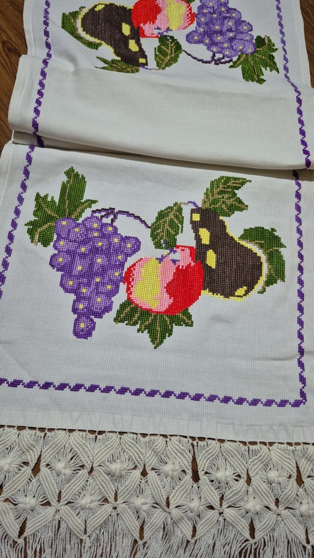 Meyve Desenli Nakışlı Dantelli buzdolabı örtüsü - Görsel 2