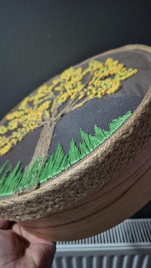 Sarı Çiçekli Nakışlı Dekoratif ELEK - Görsel 4