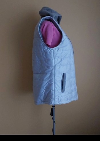 Kapüşonlu Fermuarlı Kadın Beyaz Yelek - Görsel 2