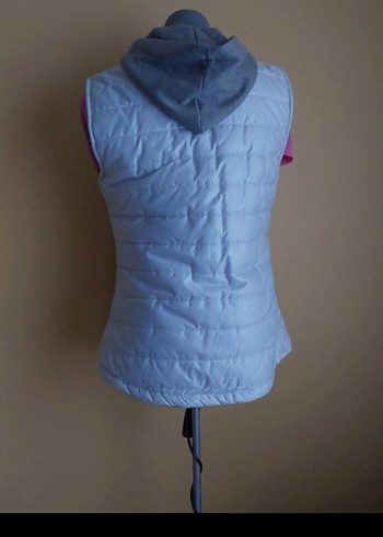 Kapüşonlu Fermuarlı Kadın Beyaz Yelek - Görsel 3