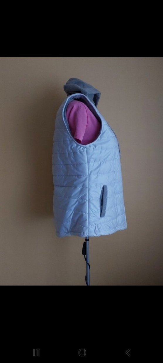 Kapüşonlu Fermuarlı Kadın Beyaz Yelek - Görsel 2