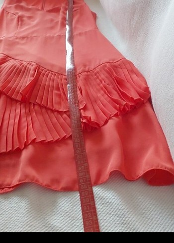 Pembe V Yaka Fırfırlı Midi Elbise - Görsel 6