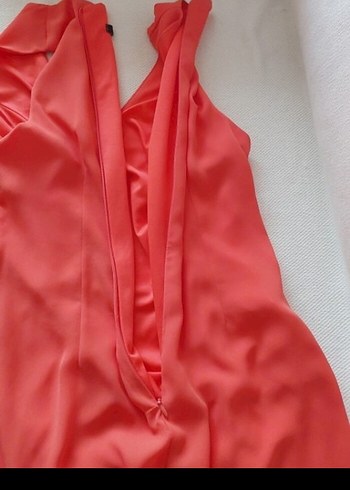 Pembe V Yaka Fırfırlı Midi Elbise - Görsel 4