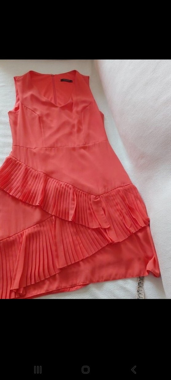 Pembe V Yaka Fırfırlı Midi Elbise - Görsel 5