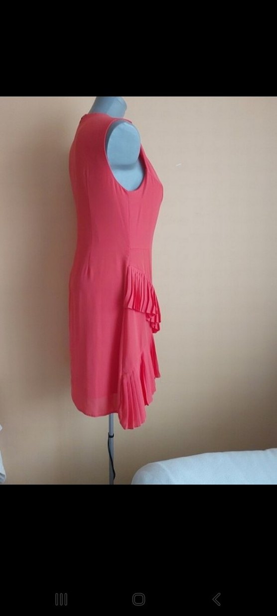 Pembe V Yaka Fırfırlı Midi Elbise - Görsel 2