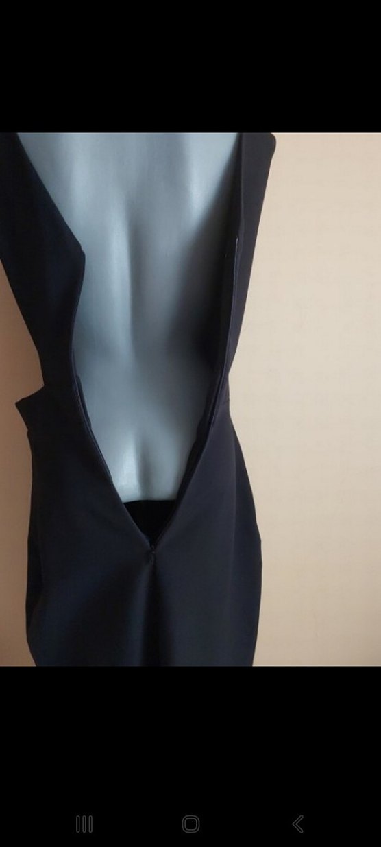 Siyah V Yaka Midi Elbise - Görsel 5