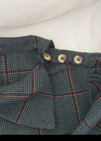 Kemerli yesil Ekose Midi Kadın elbise - Görsel 5