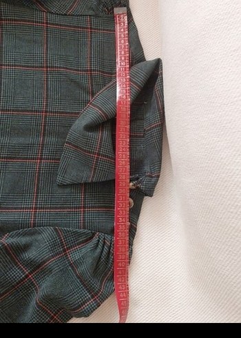 Kemerli yesil Ekose Midi Kadın elbise - Görsel 8